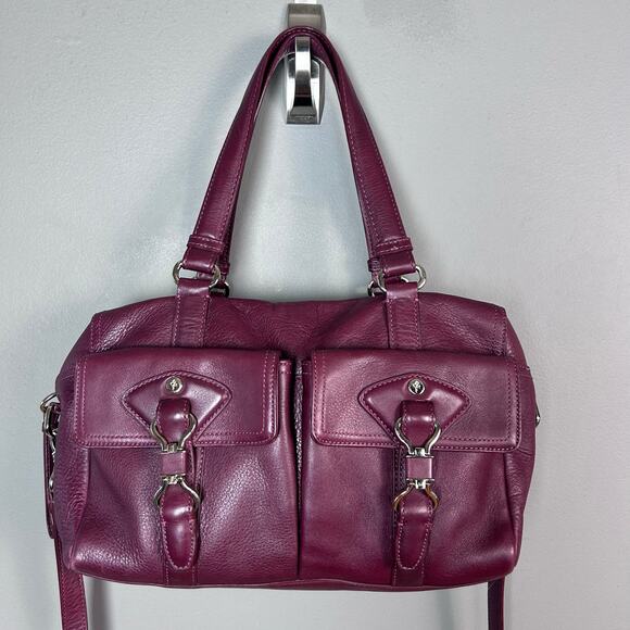 Cole Haan satchel bag burgundy red medicine bag satchel leather medium horse bit - Picture 2 of 13